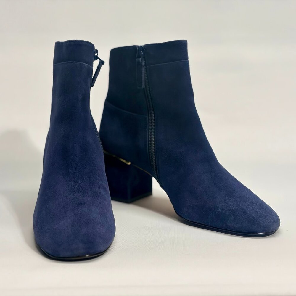 COLE HAAN Grand OS Ankle Boots Blue Suede Leather Zip